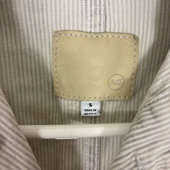 AG Adriano Goldschmied Grey & White Pin Striped Denim Jacket Size Small - Picture 5 of 6